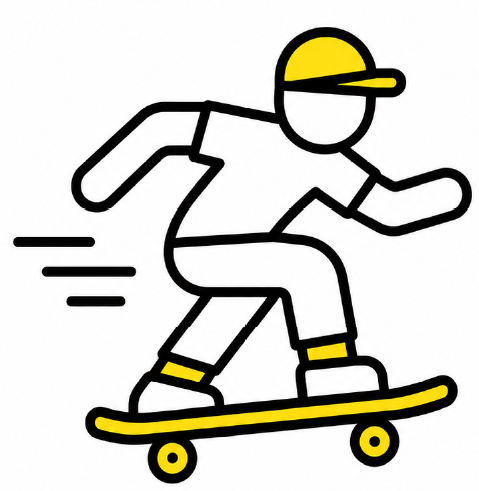 スケートボードを楽しむイラスト